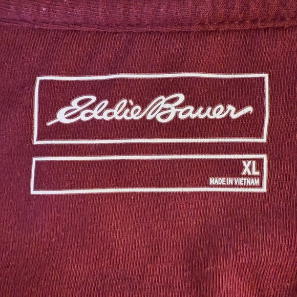 Eddie Bauer Waffle-Knit Henley Shirt Red Men's Size XL Thermal Long-Sleeve - Picture 8 of 11